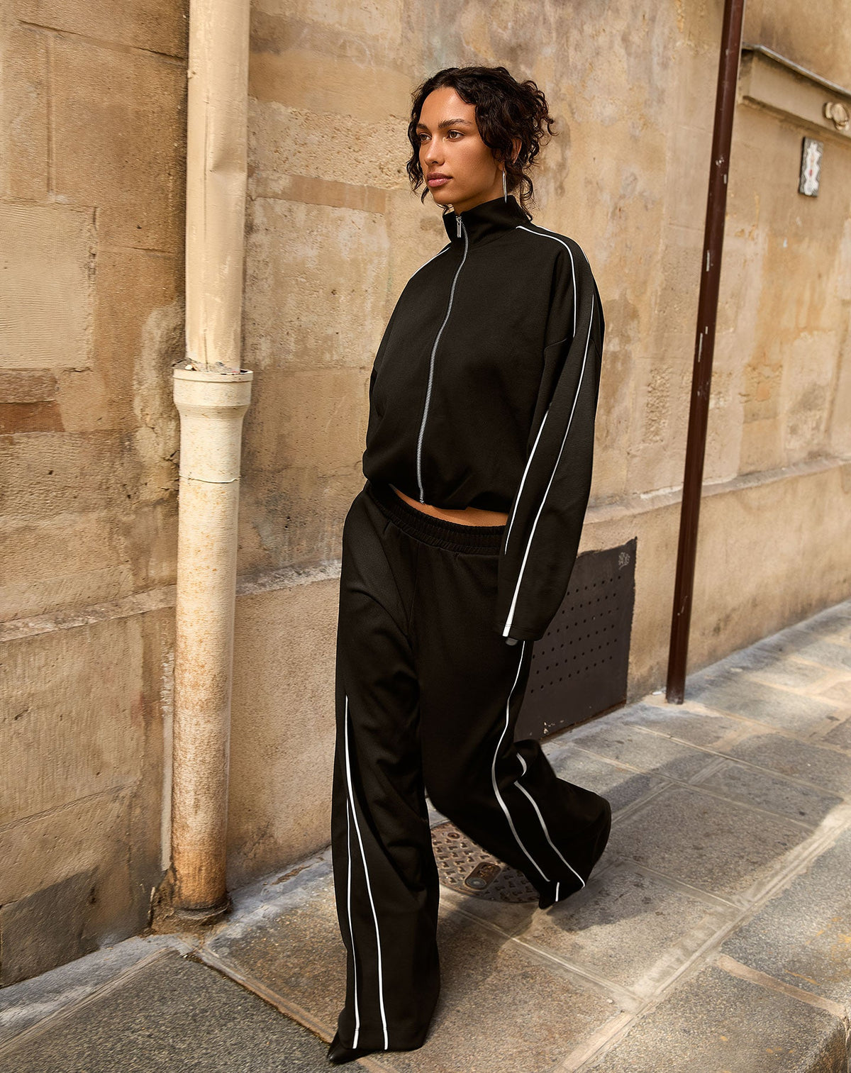 SCUBA PIPING PANTS TALL ZWART