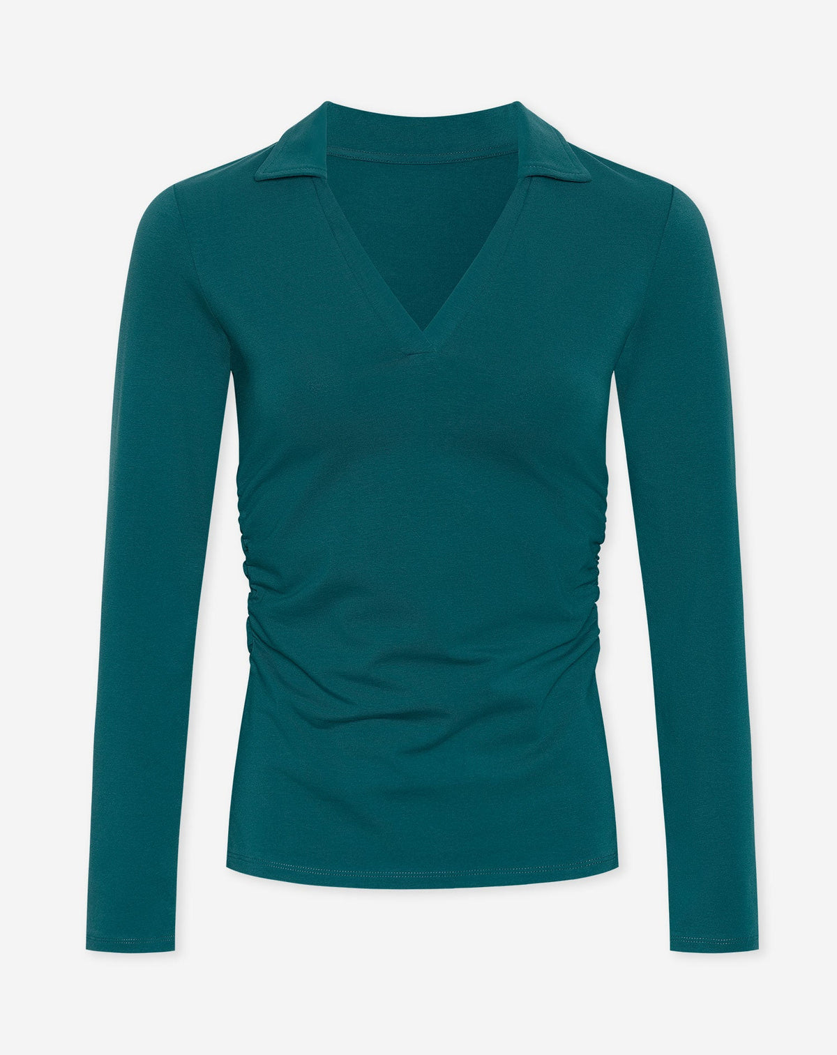 FITTED VNECK POLO TEE TEAL