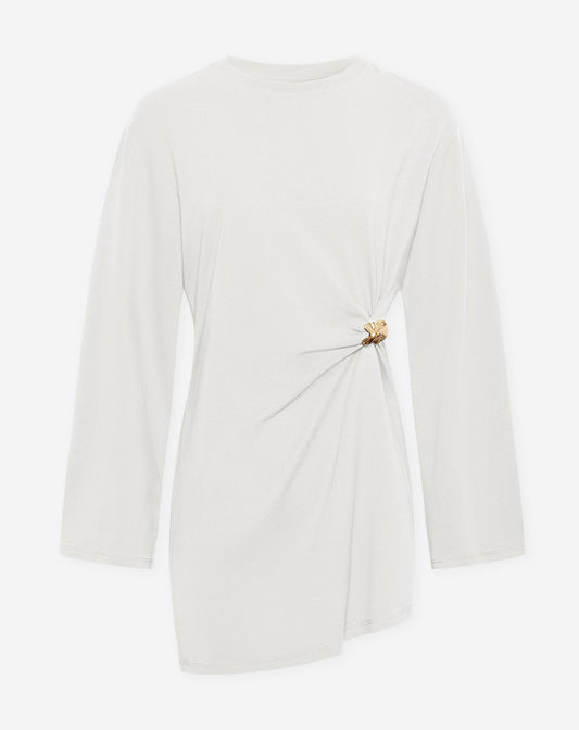 BROCHE LONGSLEEVE TEE DRESS CRÈME