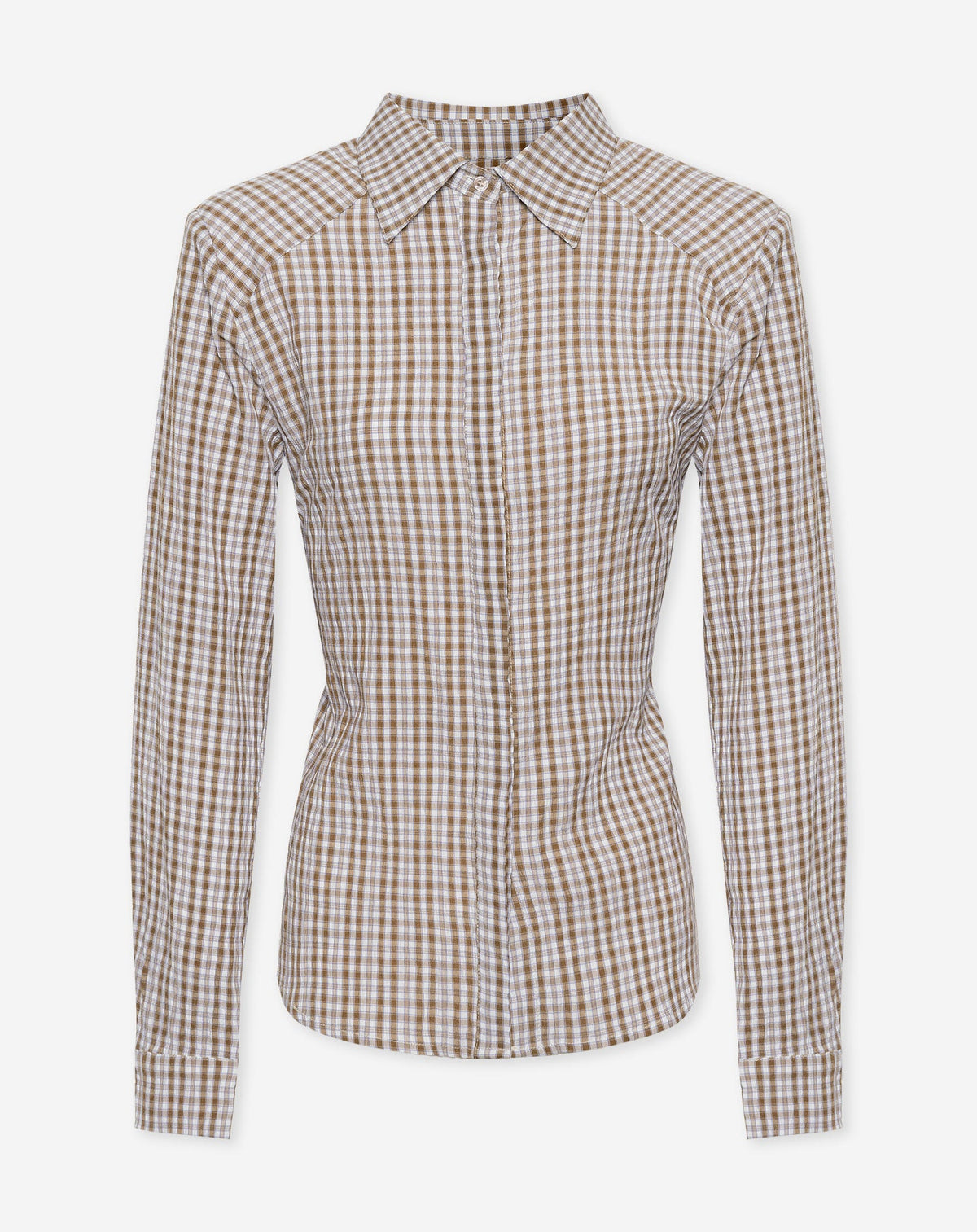 BINK SHOULDER PAD BLOUSE BRUIN CHECK