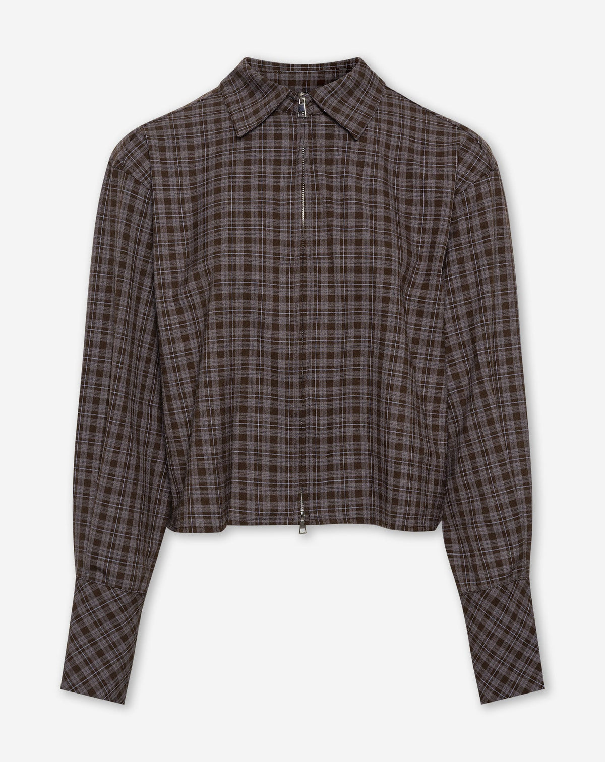 LALOU ZIPPER CHECK BLOUSE BRUIN