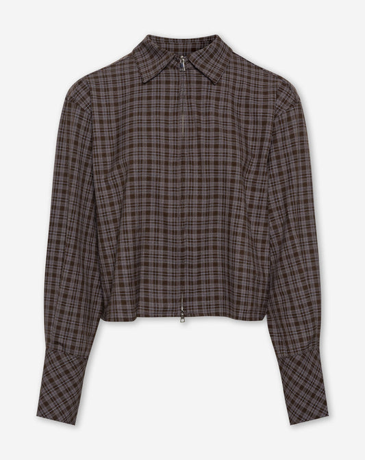 LALOU ZIPPER CHECK BLOUSE BRUIN