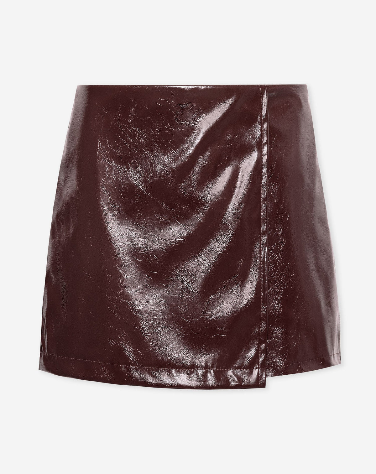 MILOU LACQUER SKORT BURGUNDY