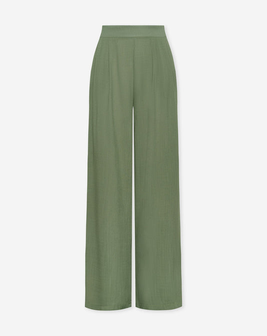 LUNA VISCOSE PANTS PETITE OLIJFGROEN