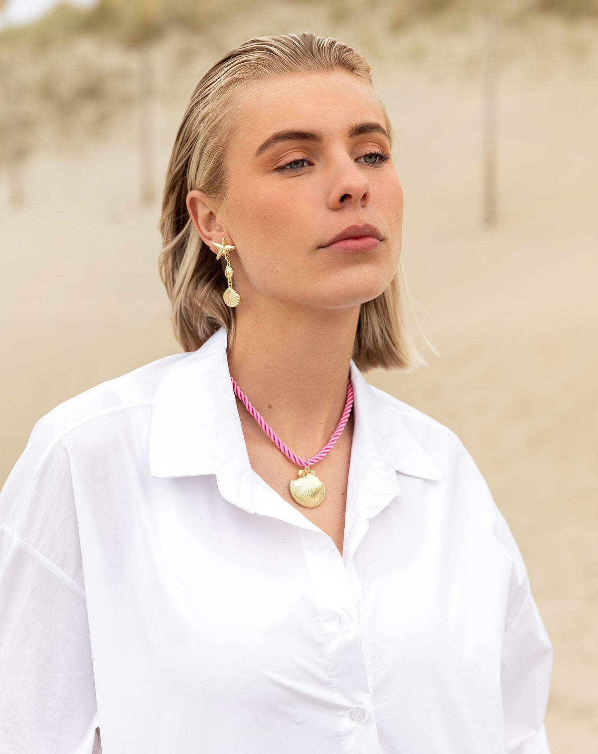 SEASHELL CORD NECKLACE ROZE