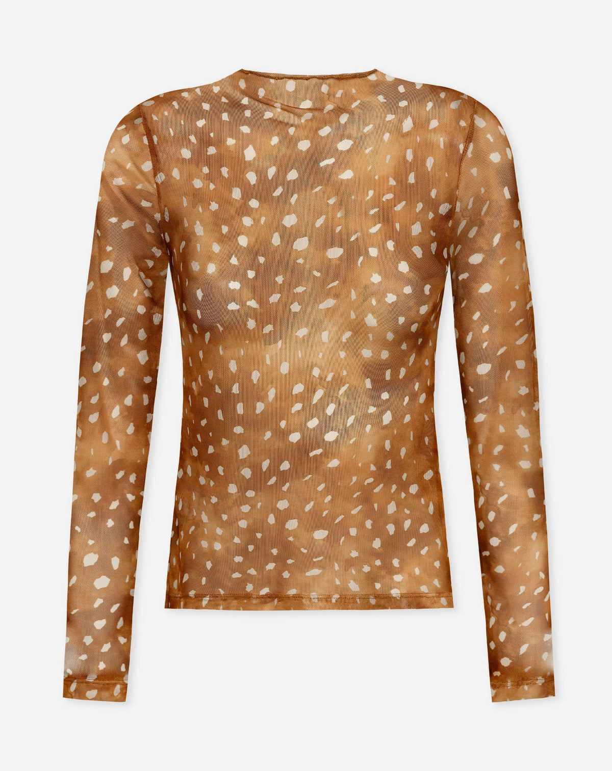 DEER PRINT MESH TOP LICHTBRUIN