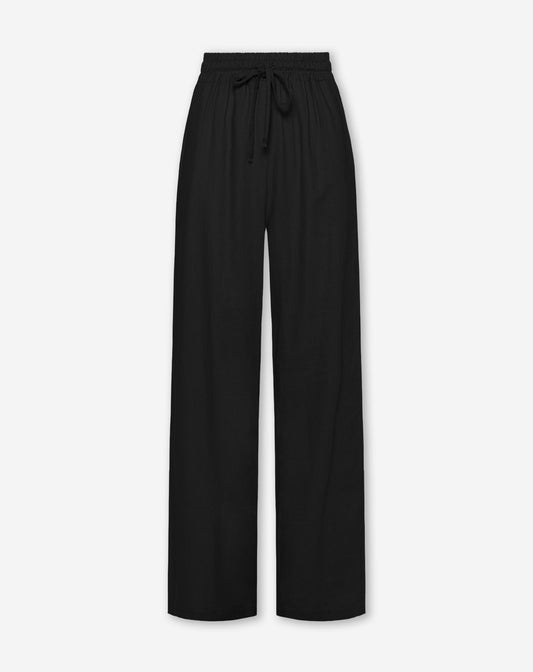 NIA LINEN PANTALON PETITE ZWART