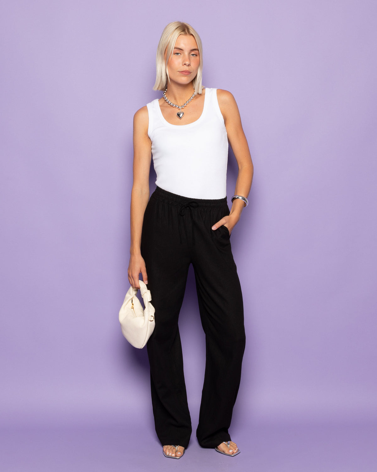 NIA LINEN PANTALON ZWART