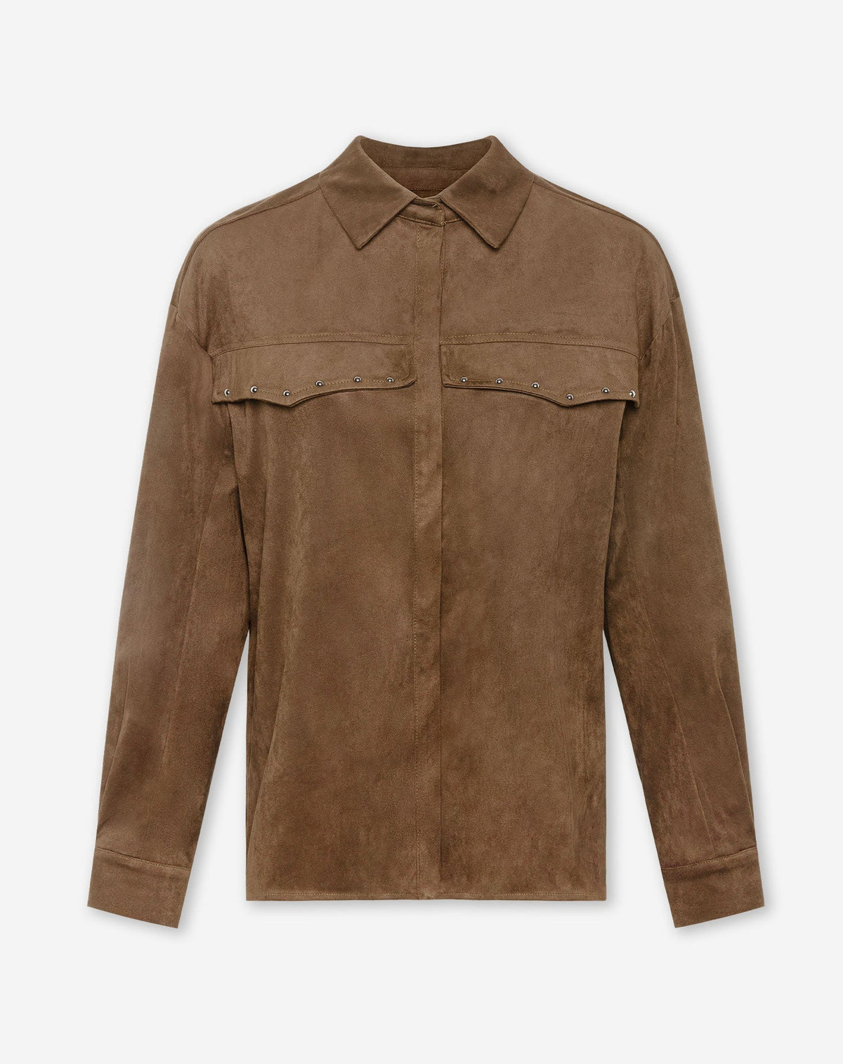 ROWAN SUEDE STUD BLOUSE CAMEL
