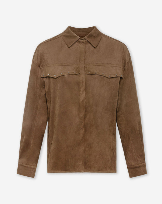 ROWAN SUEDE STUD BLOUSE CAMEL