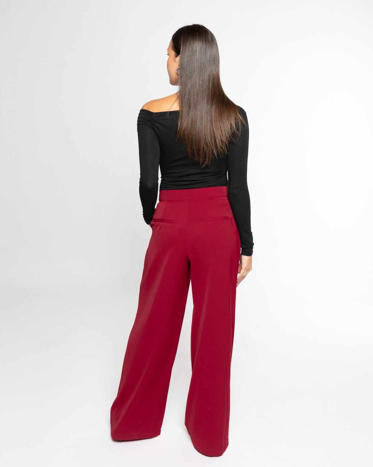 FLO WIDE LEG PLEAT PANTALON BORDEAUX