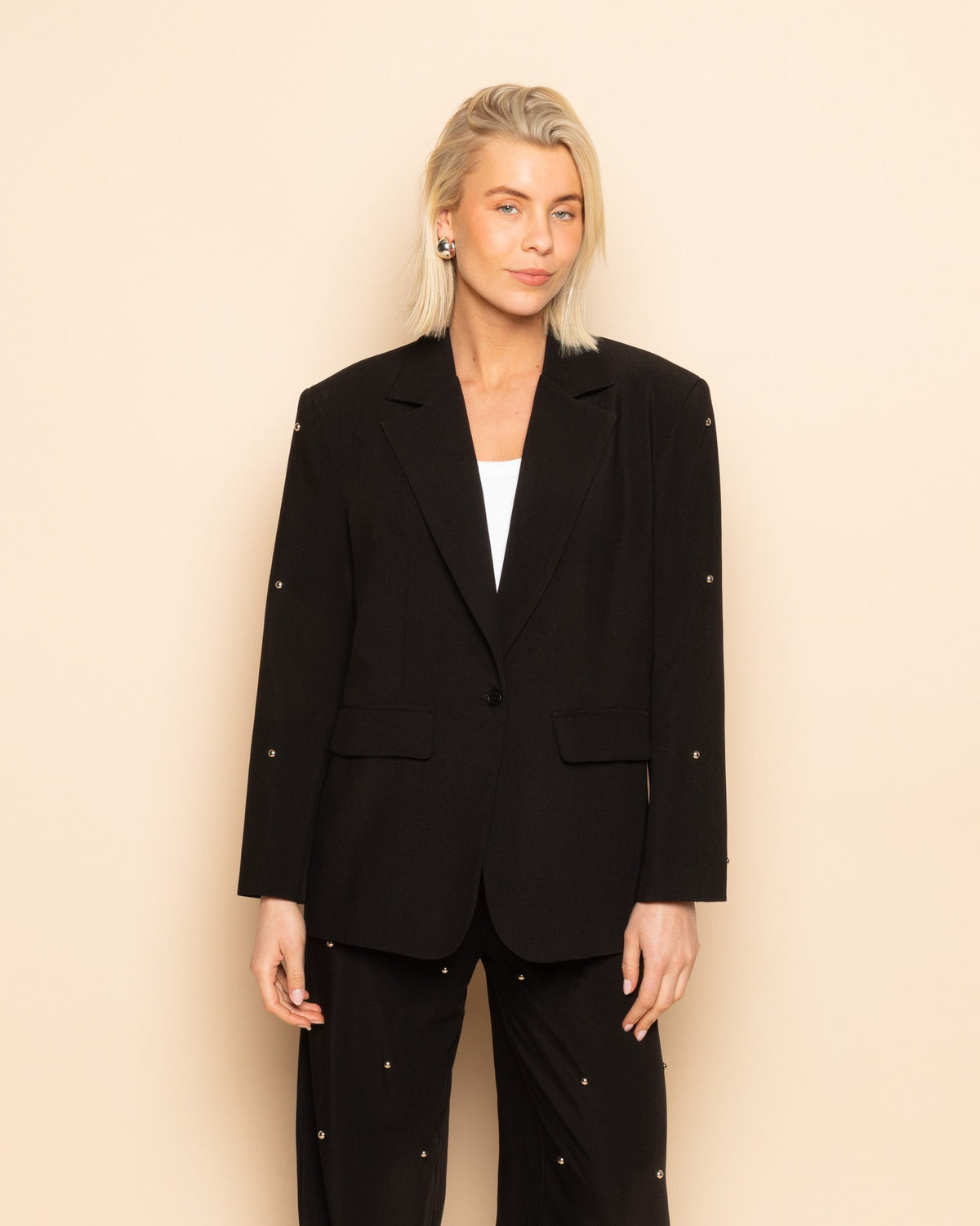 MAINE BUBBLE STUD BLAZER ZWART