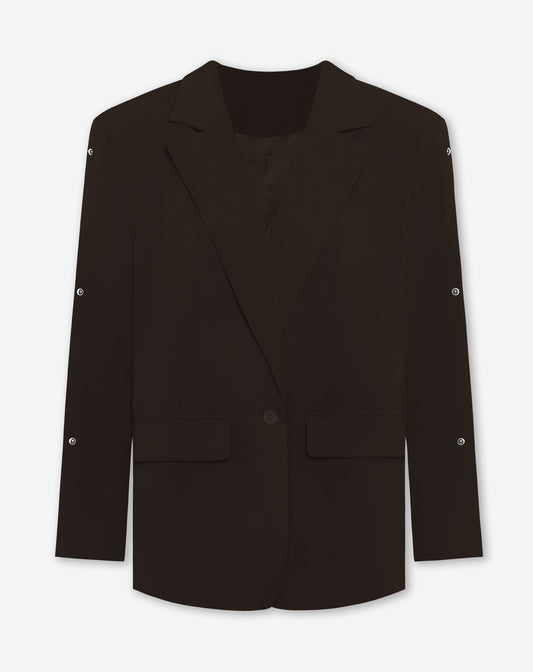 MAINE BUBBLE STUD BLAZER DONKERBRUIN