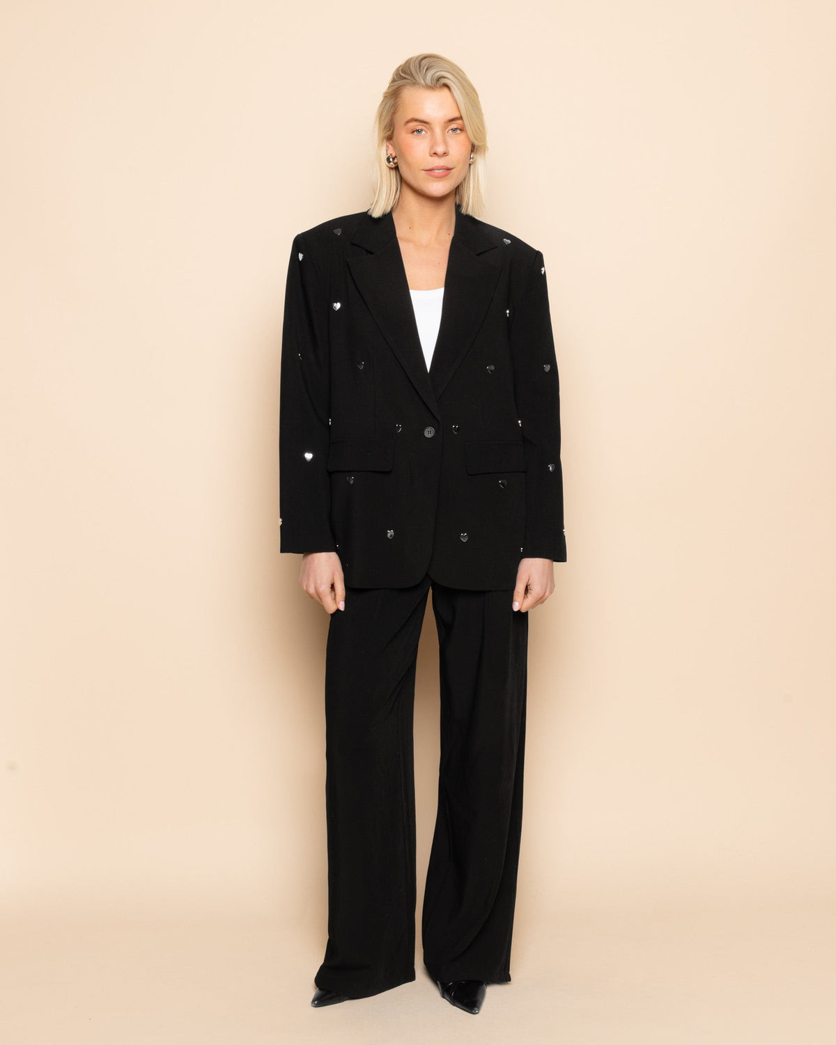FLO WIDE LEG PLEAT PANTALON TALL ZWART