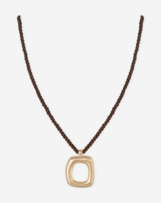 SQUARE CHARM CORD NECKLACE DONKERBRUIN