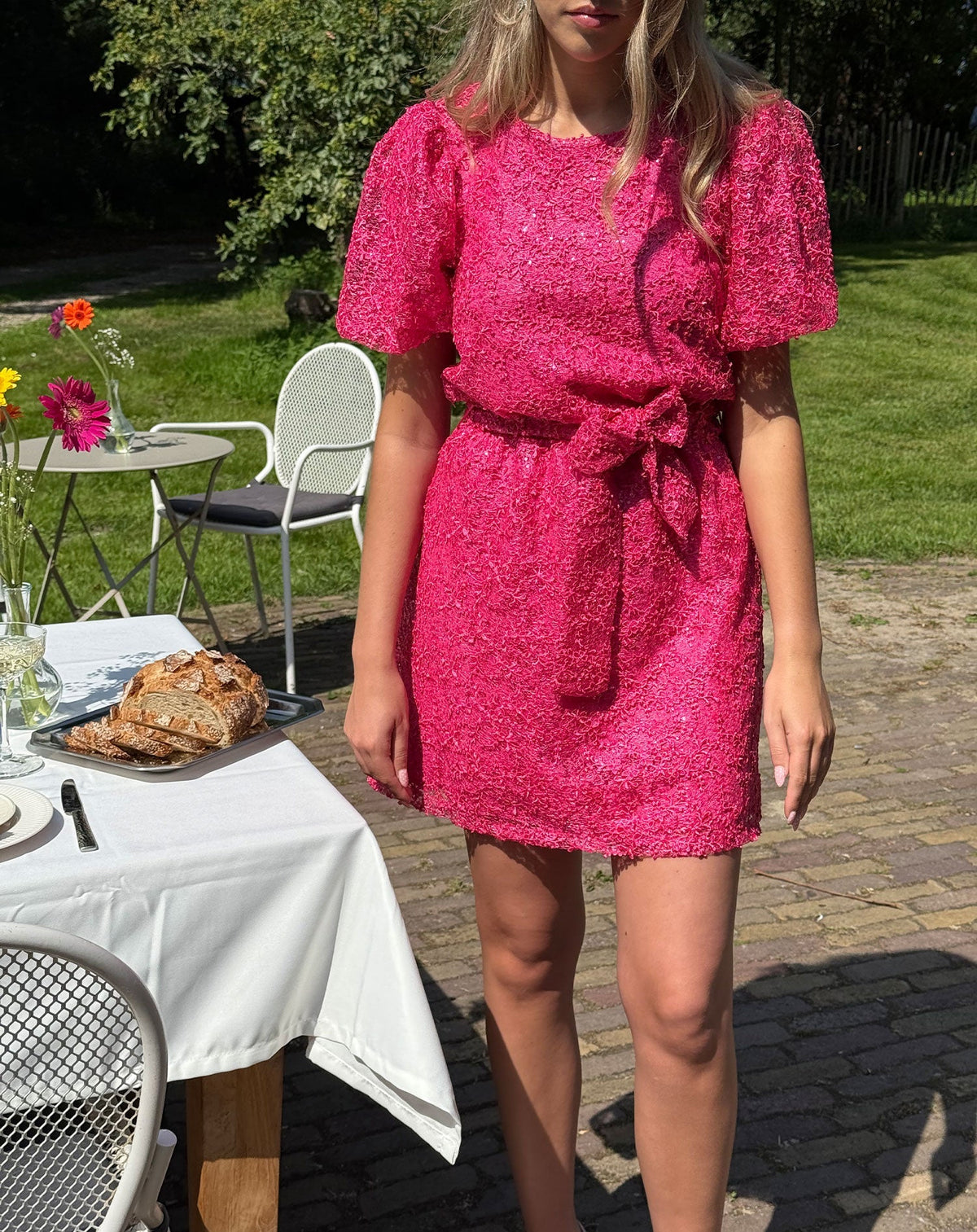 FLORINE GLITTER DRESS FUCHSIA