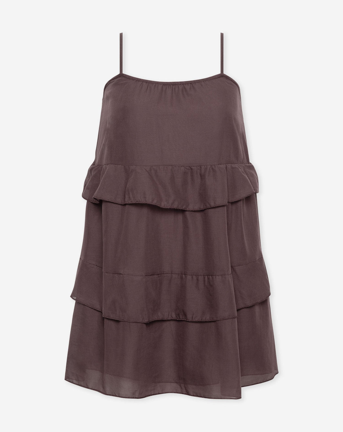 JACKY FLOWY RUFFLE DRESS BURGUNDY