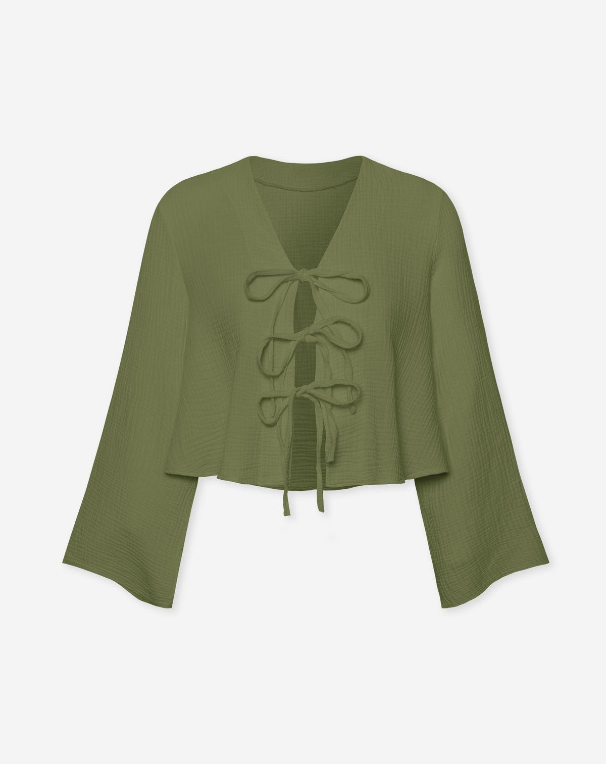 TARA MOUSSELINE TOP OLIJFGROEN