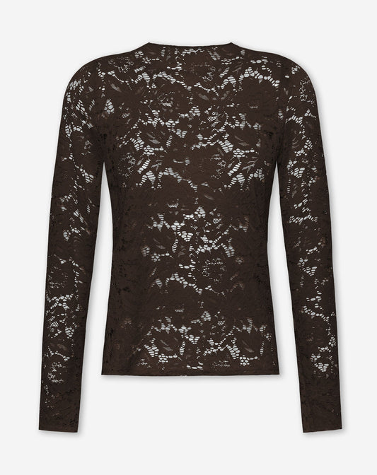 FLOWER LACE TOP BRUIN