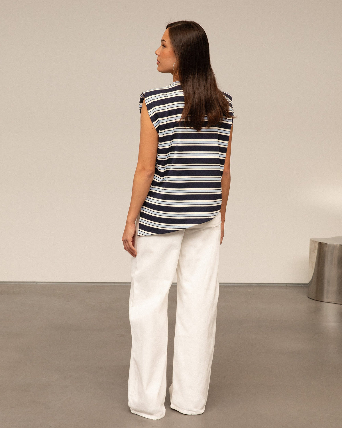 PADDED STRIPE TEE MARINEBLAUW