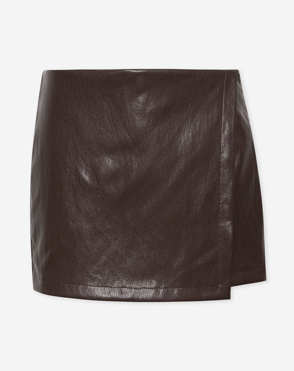 FAUX LEATHER SKORT BRUIN