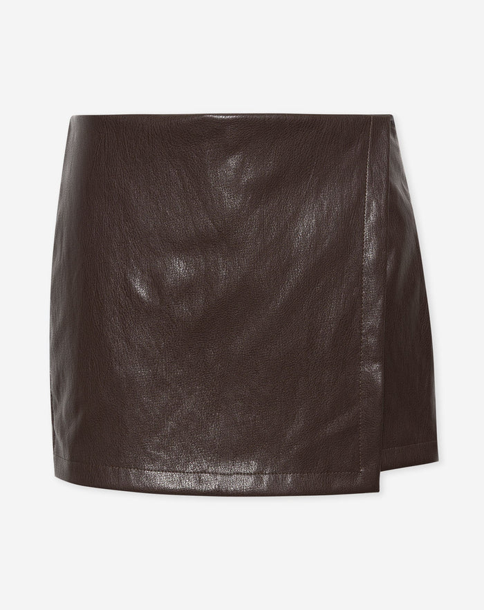 FAUX LEATHER SKORT BRUIN