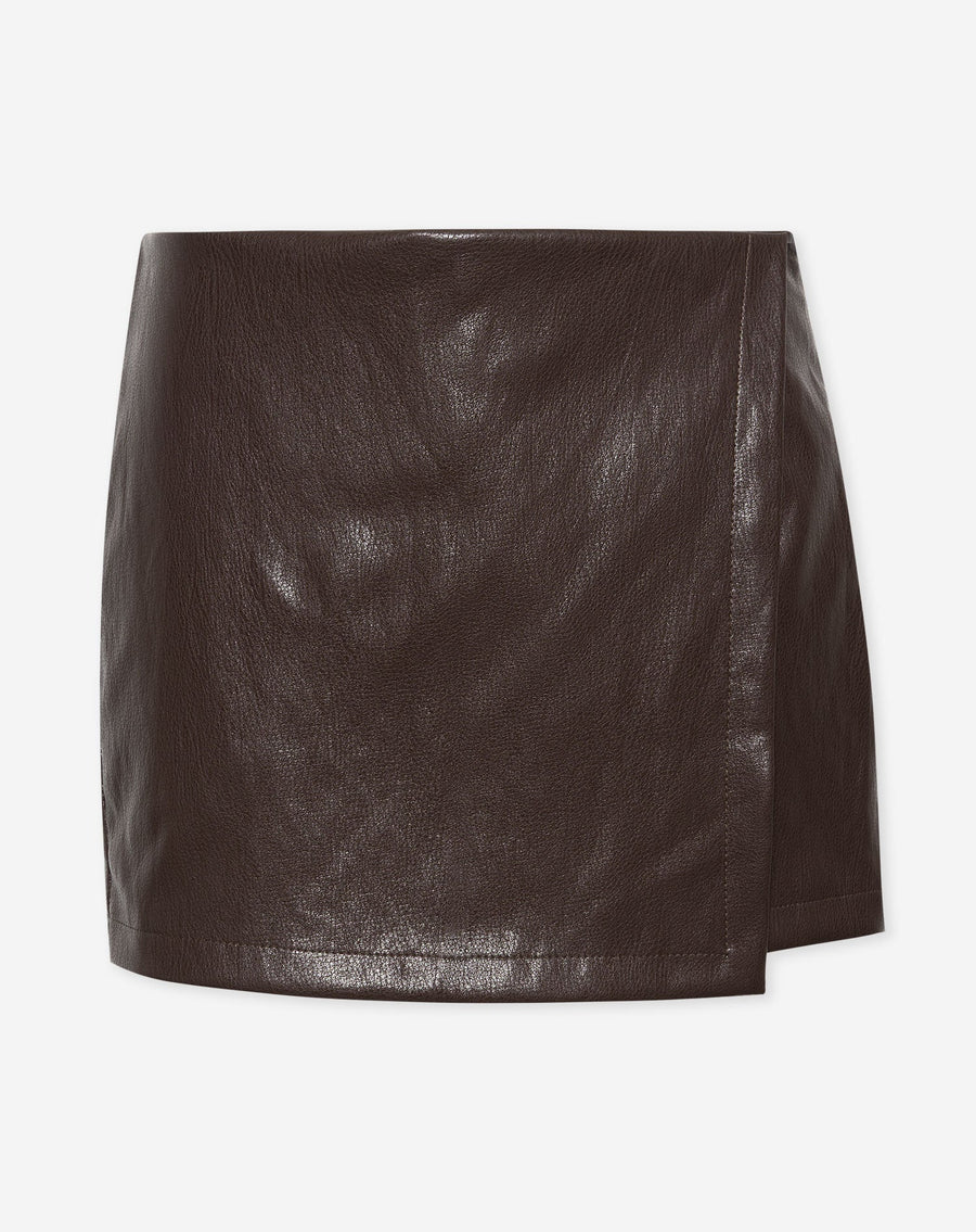 FAUX LEATHER SKORT BRUIN
